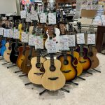 島村楽器でアコースティックギターを展示販売している様子